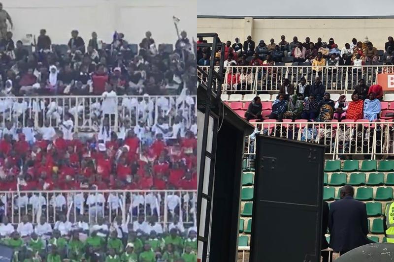 Collage photo of Kenyans at the Nyayo Stadium in Nairobi.